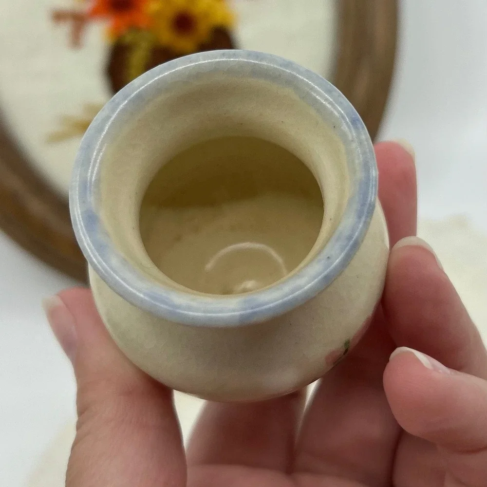 Vintage Handmade Pottery Floral Vases Pair of Miniature Vases Cottagecore 3.5
